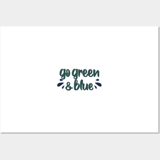 Mercyhurst go green and blue lettering Posters and Art